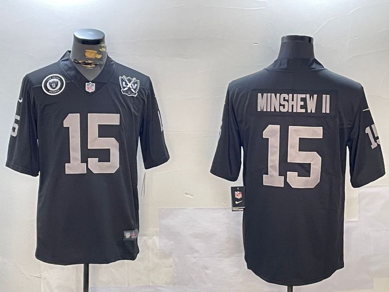 Men Oakland Raiders #15 Minshew ii Black 2024 Nike Vapor Limited NFL Jersey style 12